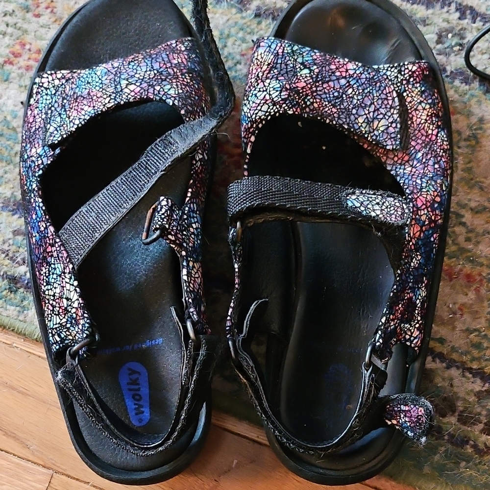 Wolky Sandals with Multicolor Pattern